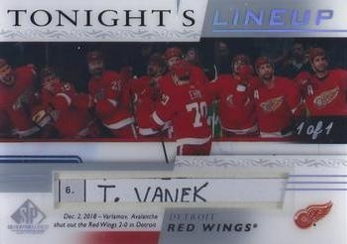 2020 SP Game Used #TL-DET Tonight's Lineup /1