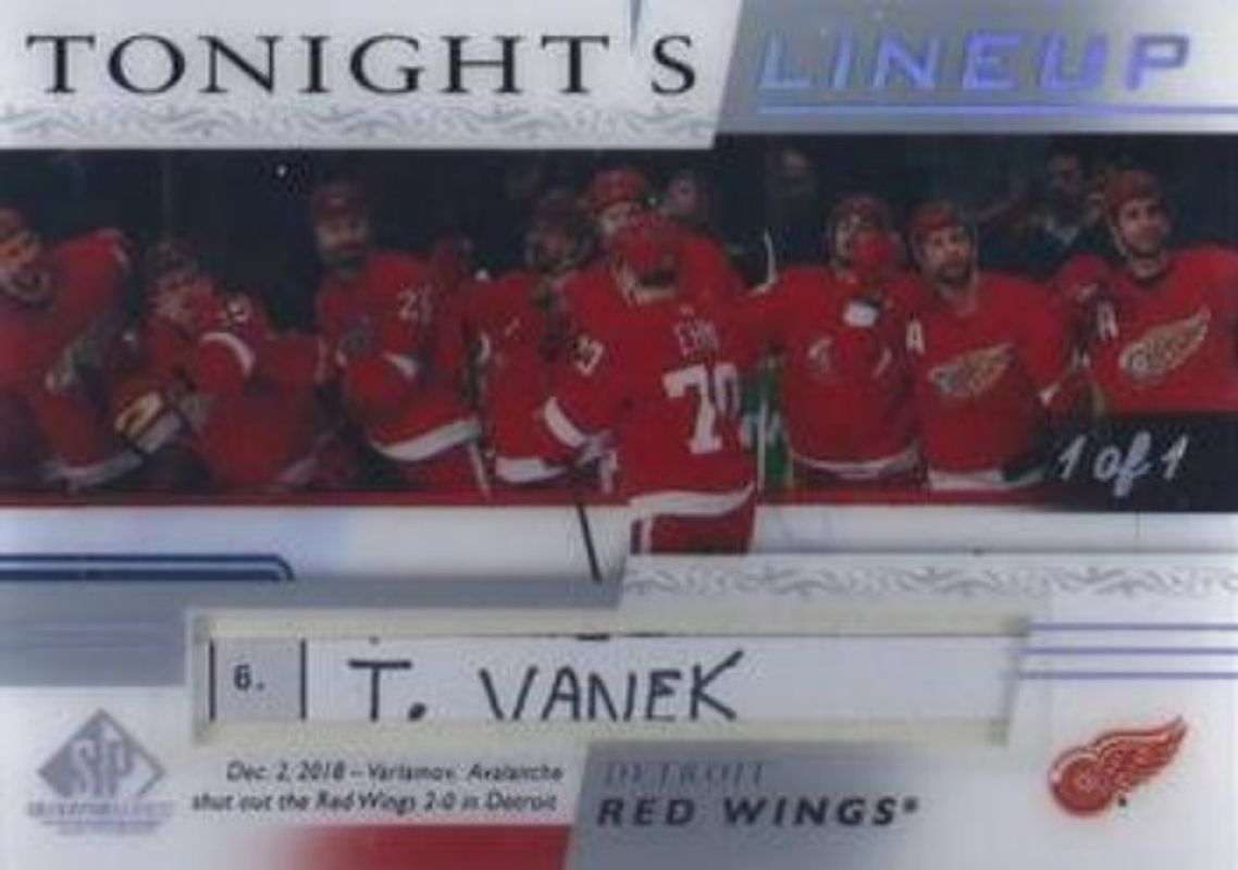 2020 SP Game Used #TL-DET Tonight's Lineup /1