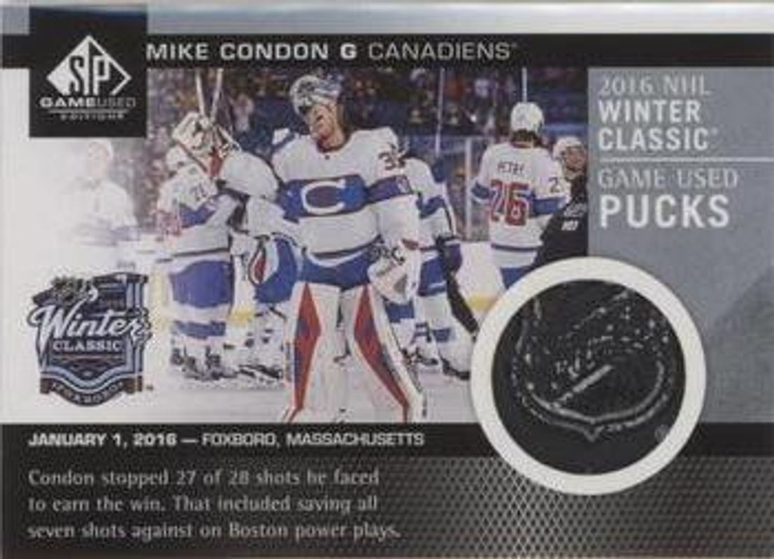 2016 SP Game Used #WCGUP-MC 2016 Winter Classic Material Game Used Pucks