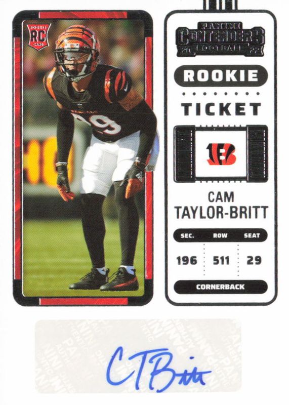 Cam Taylor-Britt 2022 Contenders #176 Rookie Ticket Auto RAW