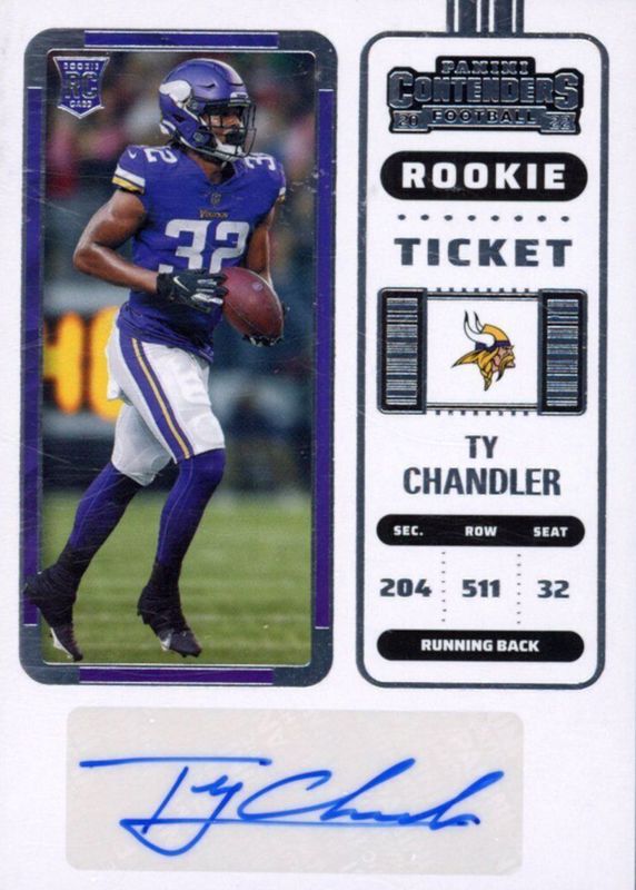 Ty Chandler 2022 Contenders #230 Rookie Ticket Auto RAW