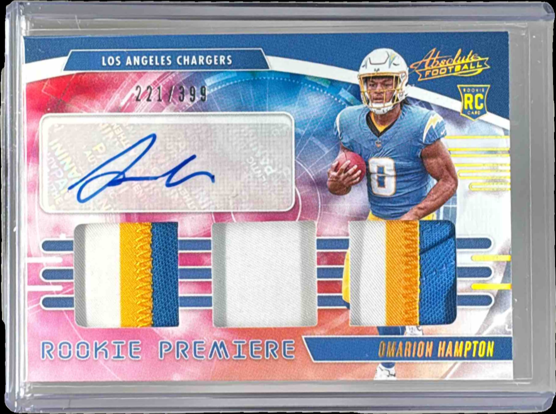 Omarion Hampton 2025 Absolute #RPM-OHN Rookie Premiere Materials Autos ...