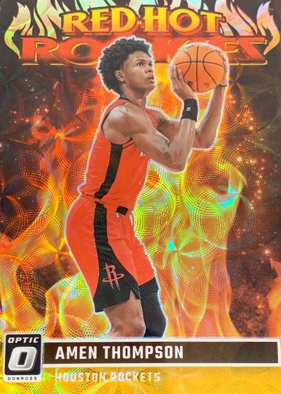 Amen Thompson 2023 Optic #14 Red Hot Rookies - International Gold /10 RAW