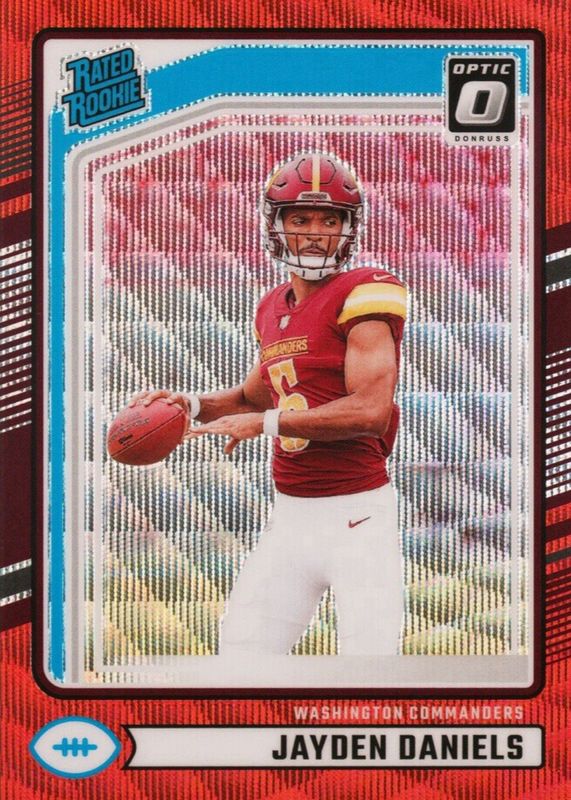 Jayden Daniels 2024 Donruss #389 Optic Preview - Red Wave Rookie RAW