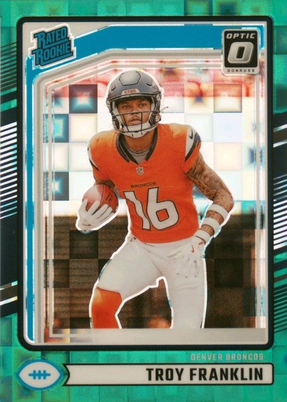 Troy Franklin 2024 Donruss #338 Optic Preview - Green Pandora /25 Rookie RAW