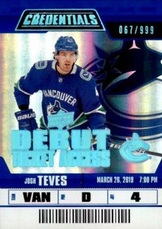 2019 Upper Deck Credentials #73 Base /699