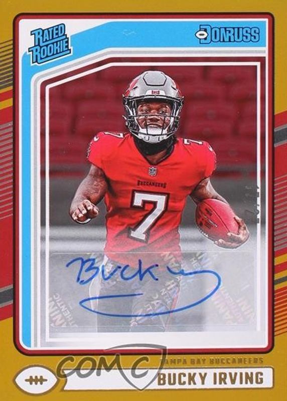 Bucky Irving 2024 Donruss #301 Rated Rookie Autographs - Gold /25 RAW