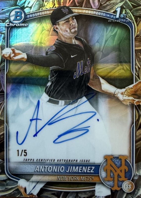 2025 Bowman Draft #CPA-AJ Chrome Prospect Auto - Sunflower Seeds Refractor /5 (1st)