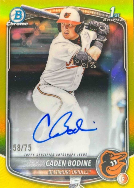 2025 Bowman Draft #CPA-CB Chrome Prospect Auto - Yellow Refractor /75 (1st)