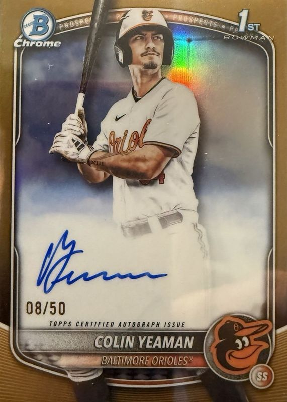 2025 Bowman Draft #CPA-CY Chrome Prospect Auto - Gold Refractor /50 (1st)