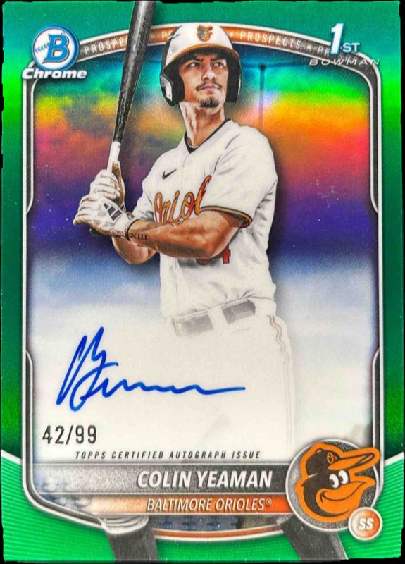 2025 Bowman Draft #CPA-CY Chrome Prospect Auto - Green Refractor /99 (1st)
