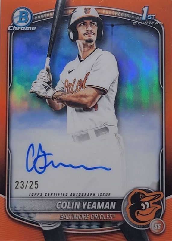 2025 Bowman Draft #CPA-CY Chrome Prospect Auto - Orange Refractor /25 (1st)