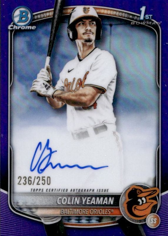 2025 Bowman Draft #CPA-CY Chrome Prospect Auto - Purple Refractor /250 (1st)