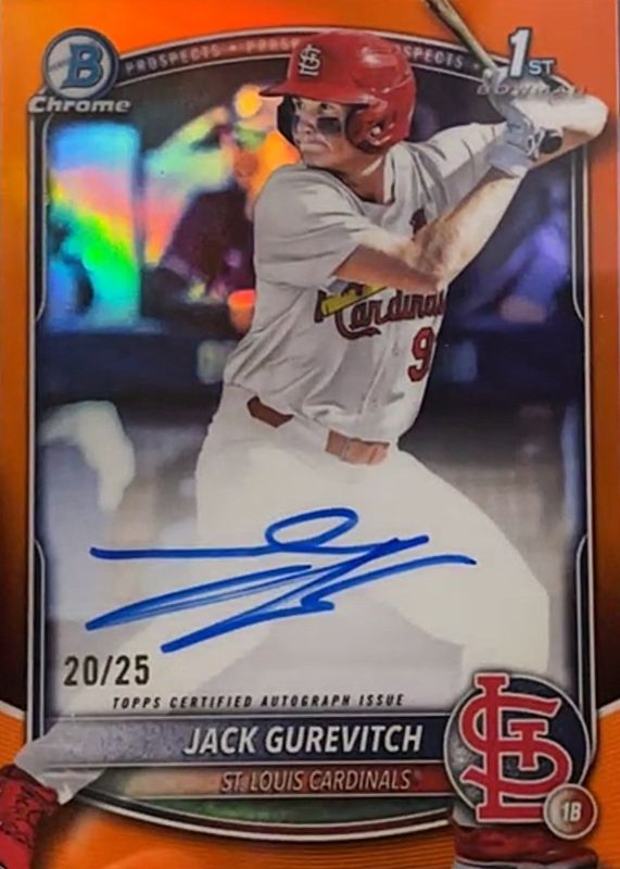 2025 Bowman Draft #CPA-JG Chrome Prospect Auto - Orange Refractor /25 (1st)