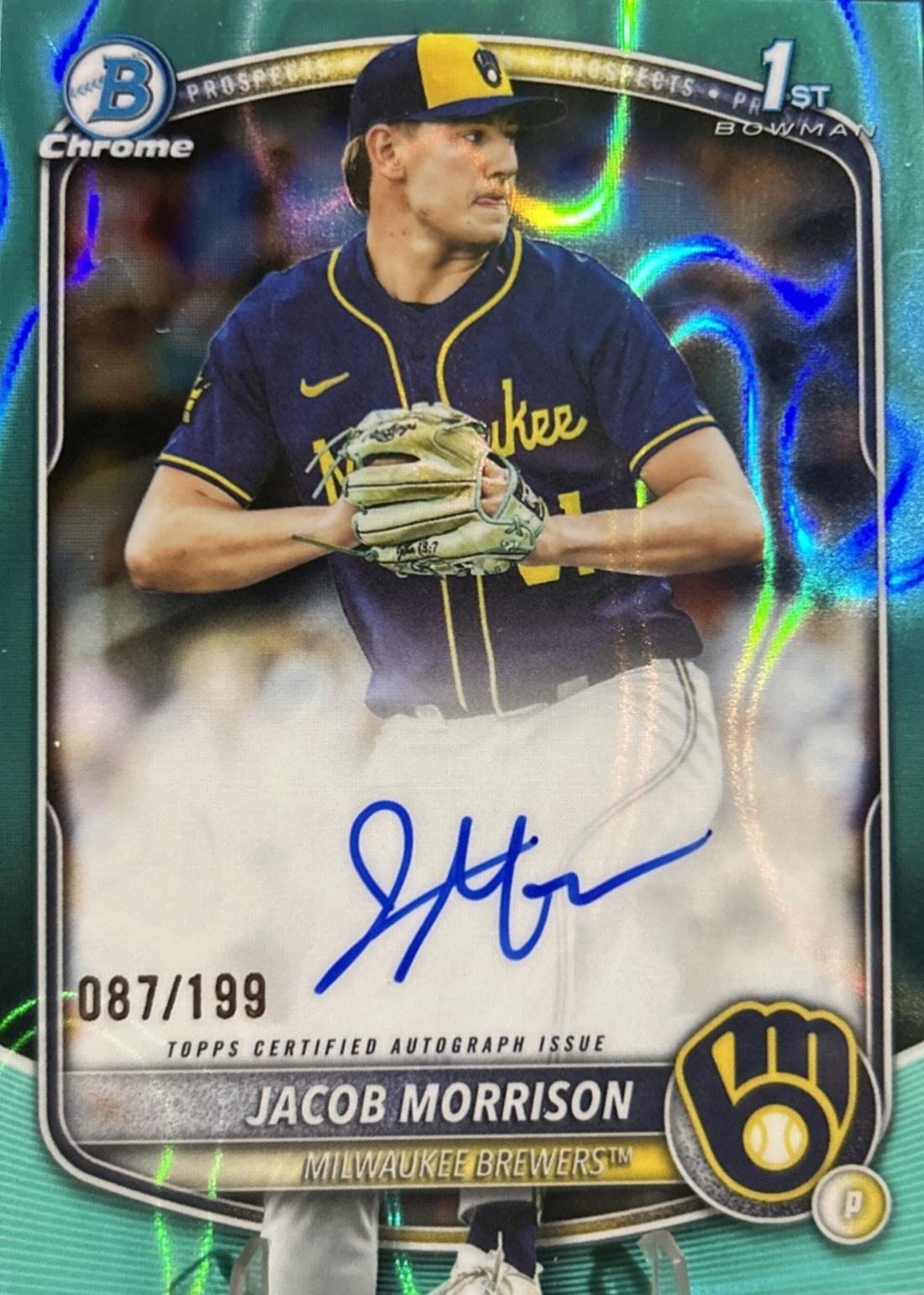 Jacob Morrison 2025 Bowman Draft #CPA-JMO Chrome Prospect Auto 