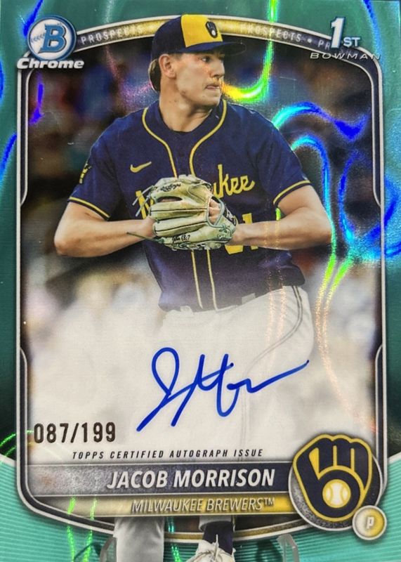 2025 Bowman Draft #CPA-JMO Chrome Prospect Auto - Aqua Lava Refractor /199 (1st)