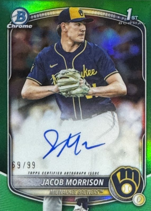 2025 Bowman Draft #CPA-JMO Chrome Prospect Auto - Green Refractor /99 (1st)