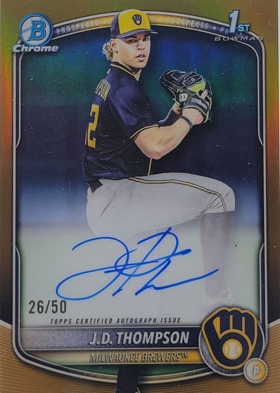 2025 Bowman Draft #CPA-JT Chrome Prospect Auto - Gold Refractor /50 (1st)