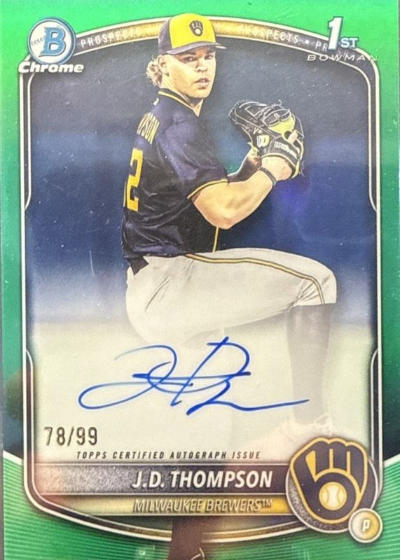 2025 Bowman Draft #CPA-JT Chrome Prospect Auto - Green Refractor /99 (1st)
