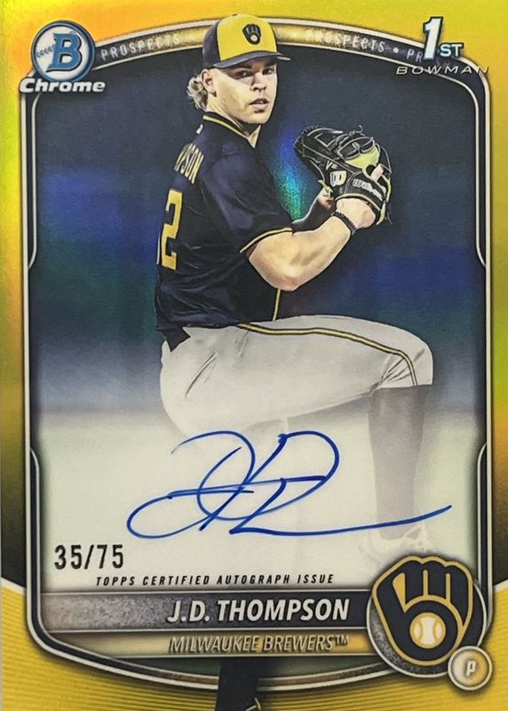2025 Bowman Draft #CPA-JT Chrome Prospect Auto - Yellow Refractor /75 (1st)
