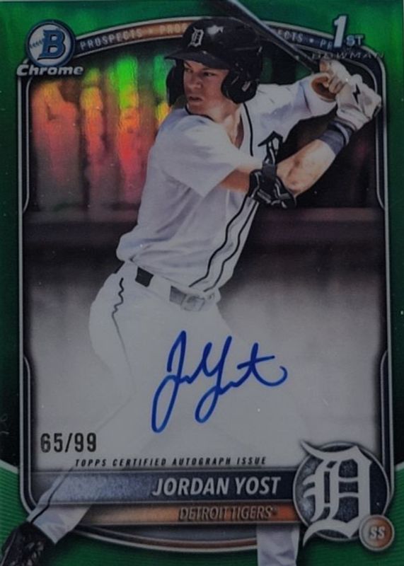 2025 Bowman Draft #CPA-JY Chrome Prospect Auto - Green Refractor /99 (1st)