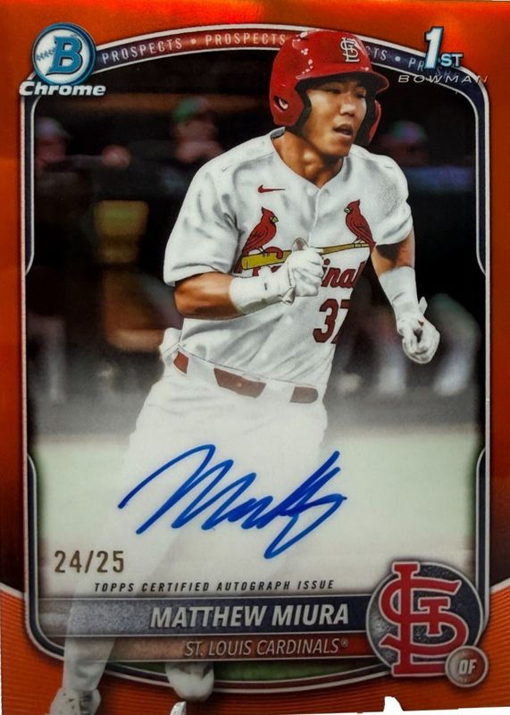 2025 Bowman Draft #CPA-MMI Chrome Prospect Auto - Orange Refractor /25 (1st)