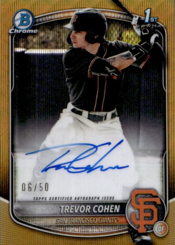2025 Bowman Draft #CPA-TC Chrome Prospect Auto - Gold Wave Refractor /50 (1st)