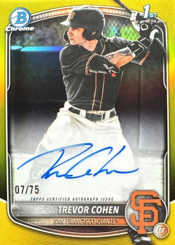 2025 Bowman Draft #CPA-TC Chrome Prospect Auto - Yellow Refractor /75 (1st)
