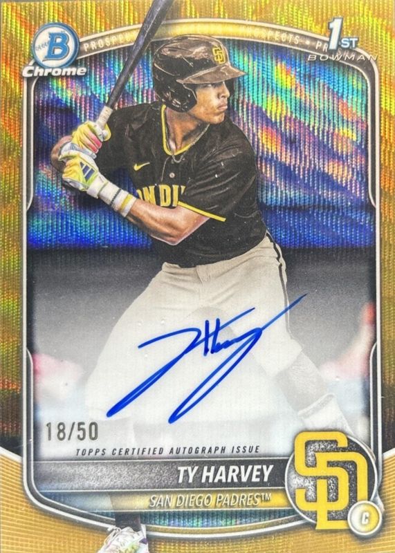 2025 Bowman Draft #CPA-TH Chrome Prospect Auto - Gold Wave Refractor /50 (1st)
