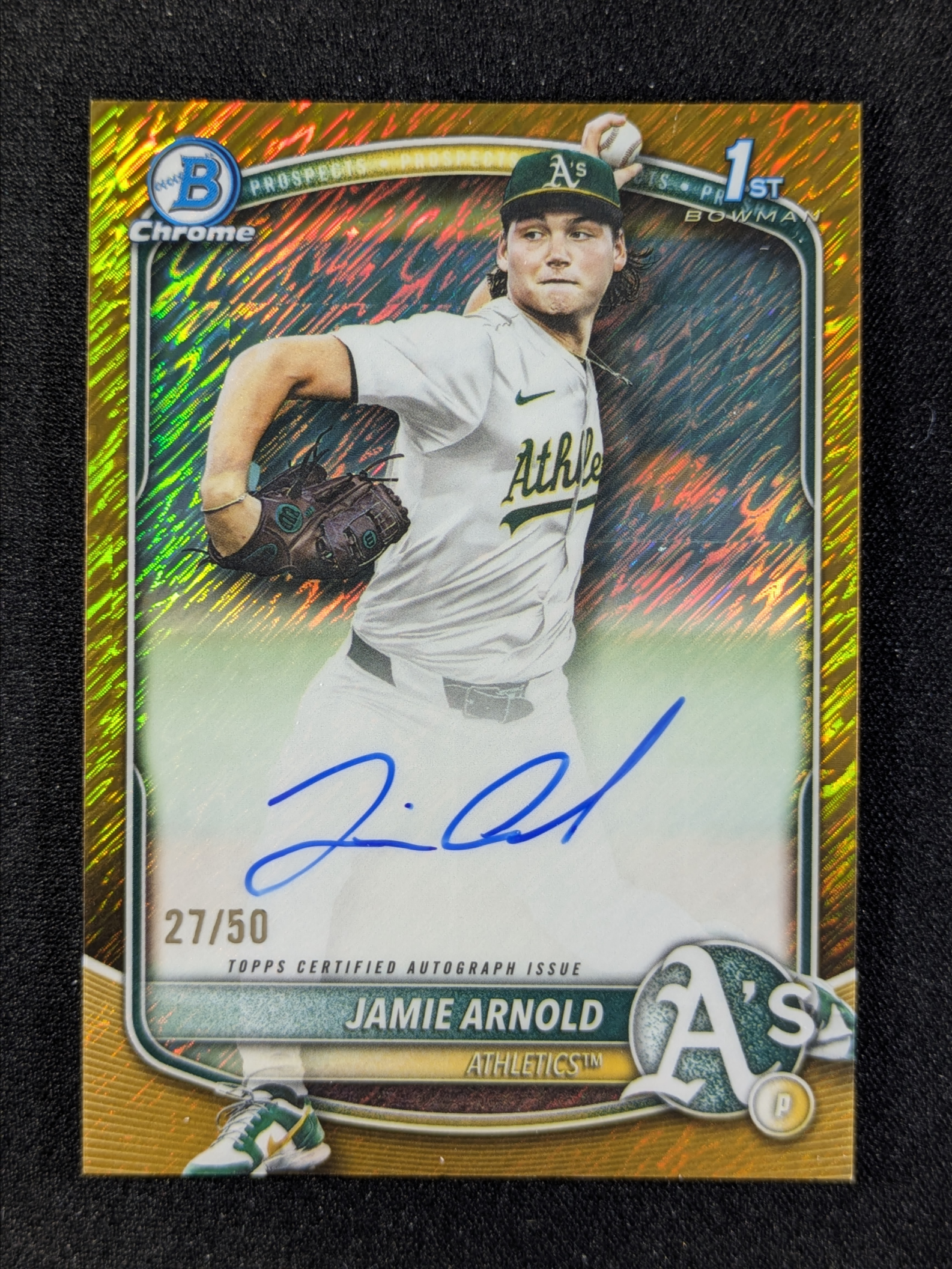 Jamie Arnold 2025 Bowman Draft #CPA-JA Chrome Prospect Auto - Gold 