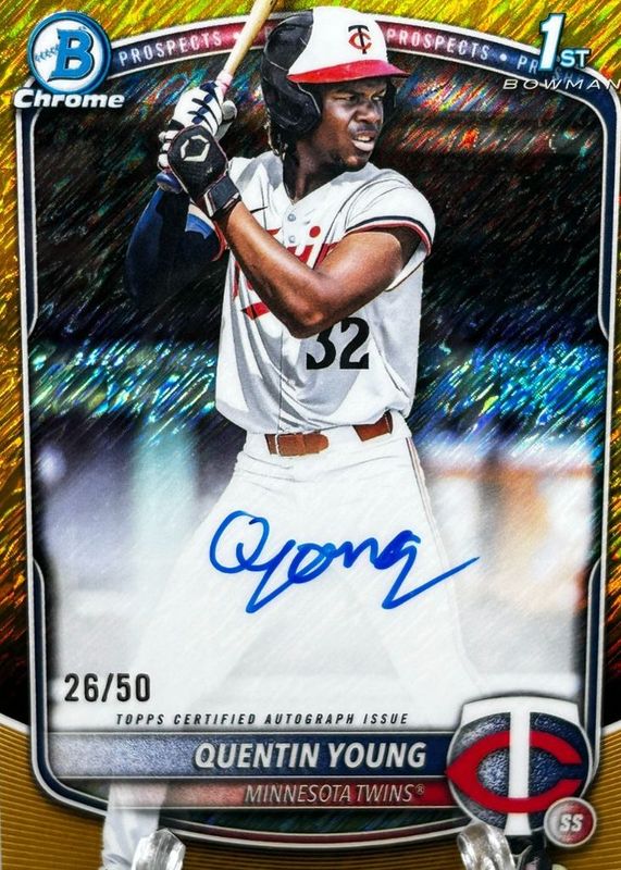 2025 Bowman Draft #CPA-QY Chrome Prospect Auto - Gold Shimmer Refractor /50 (1st)