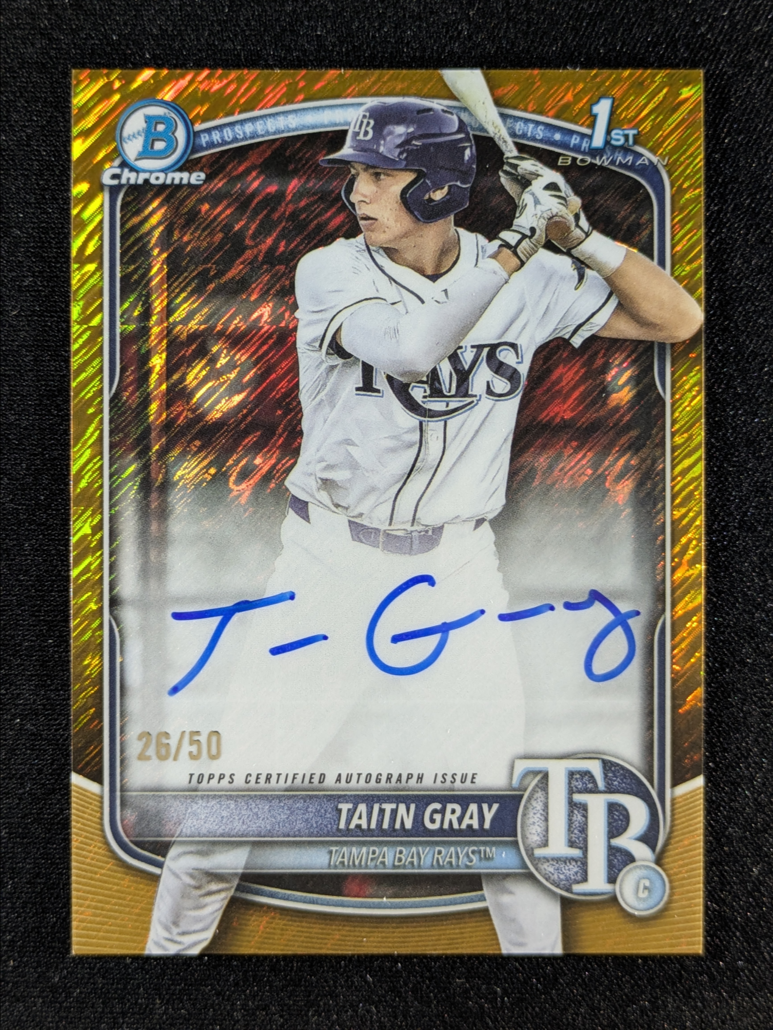 Taitn Gray 2025 Bowman Draft #CPA-TG Chrome Prospect Auto - Gold 