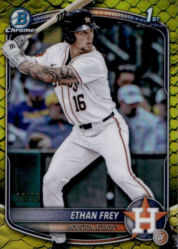 2025 Bowman Draft #BDC-67 Chrome - Yellow Reptilian Refractor /75 (1st)