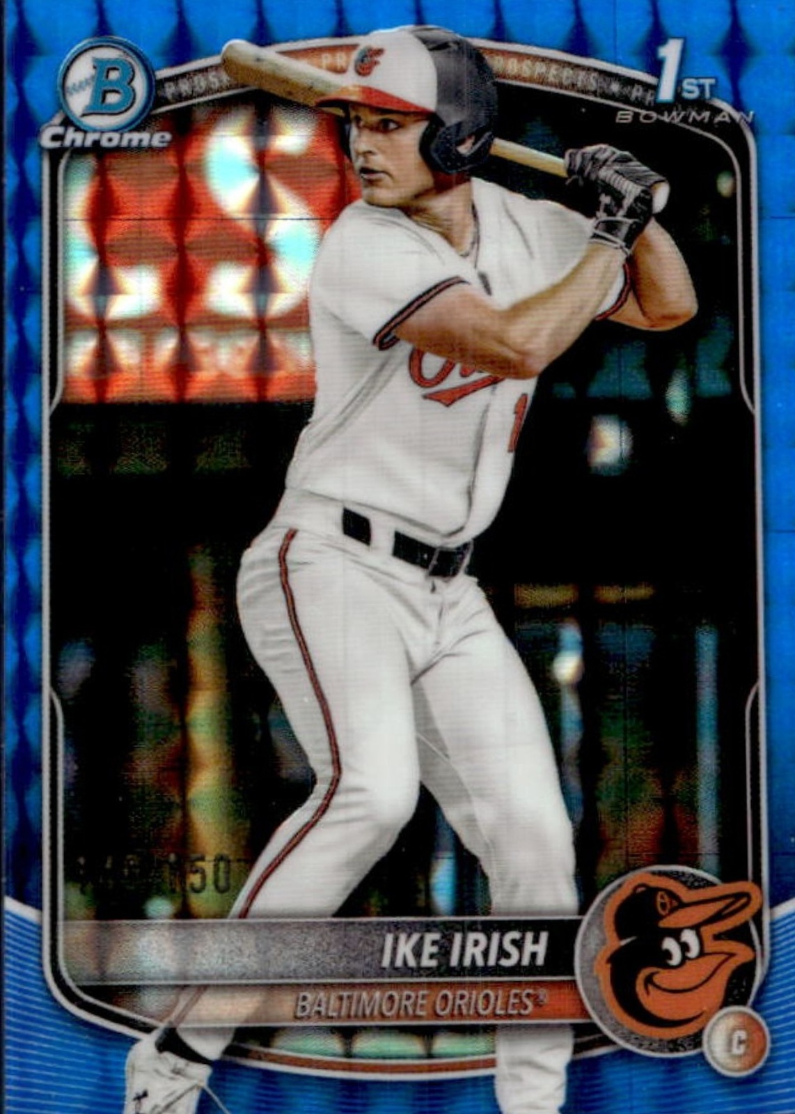 Ike Irish 2025 Bowman Draft #BDC-16 Chrome - Blue Geometric 