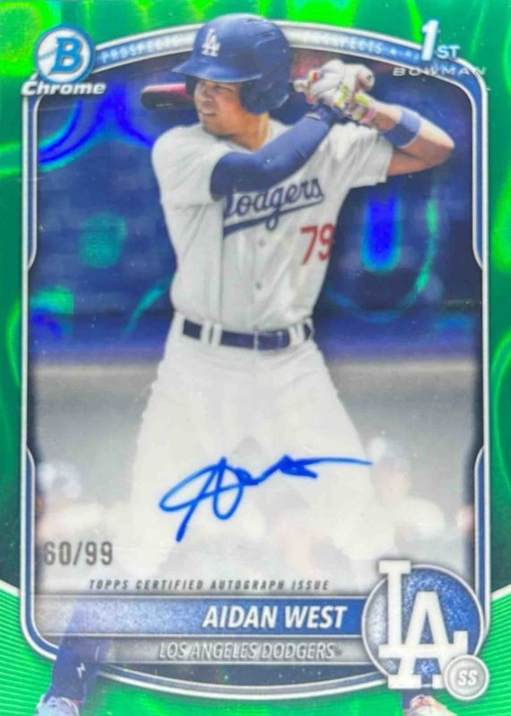 2025 Bowman Draft #CPA-AWE Chrome Prospect Auto - Green Lava Refractor /99 (1st)