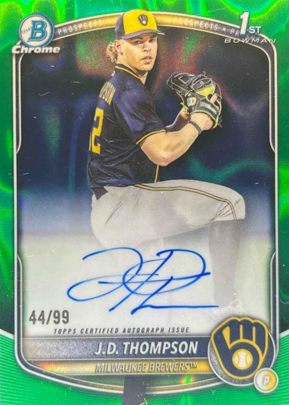2025 Bowman Draft #CPA-JT Chrome Prospect Auto - Green Lava Refractor /99 (1st)