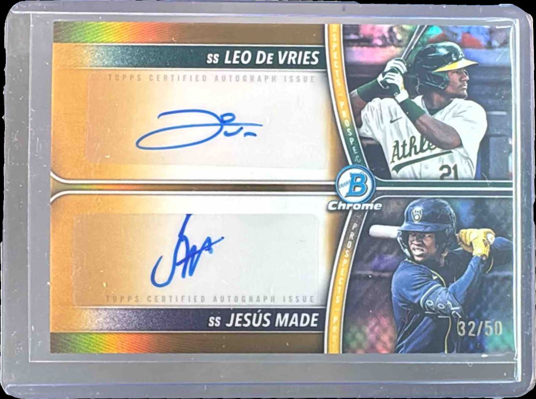 2025 Bowman Draft #PDA-DM Prospect Dual Autographs - Gold Refractor /50