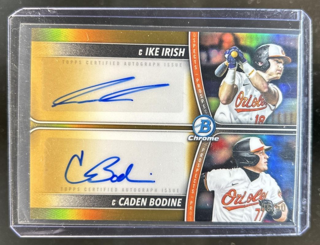2025 Bowman Draft #PDA-IB Prospect Dual Autographs - Gold Refractor /50