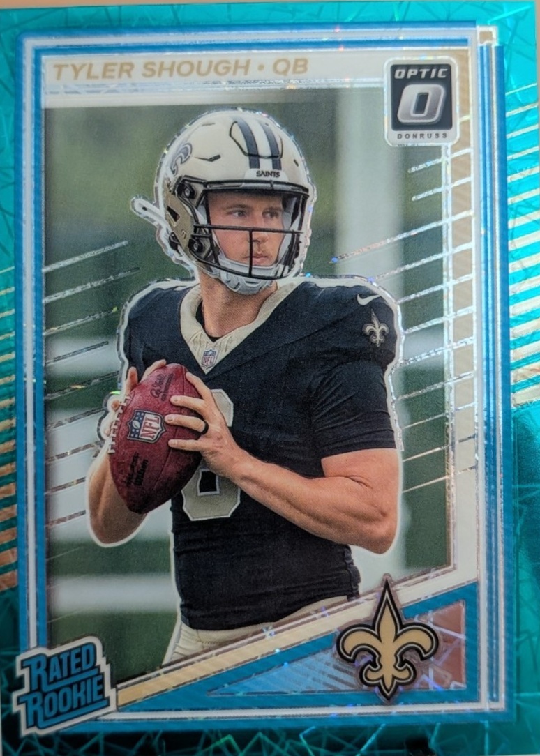 Tyler Shough 2025 Optic #223 Teal Velocity Price Guide - Sports