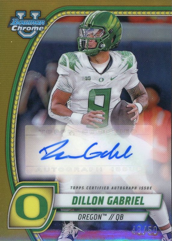 Dillon Gabriel 2024 Bowman Chrome University #PA-DGA Prospect Auto - Gold Refractor /50 RAW