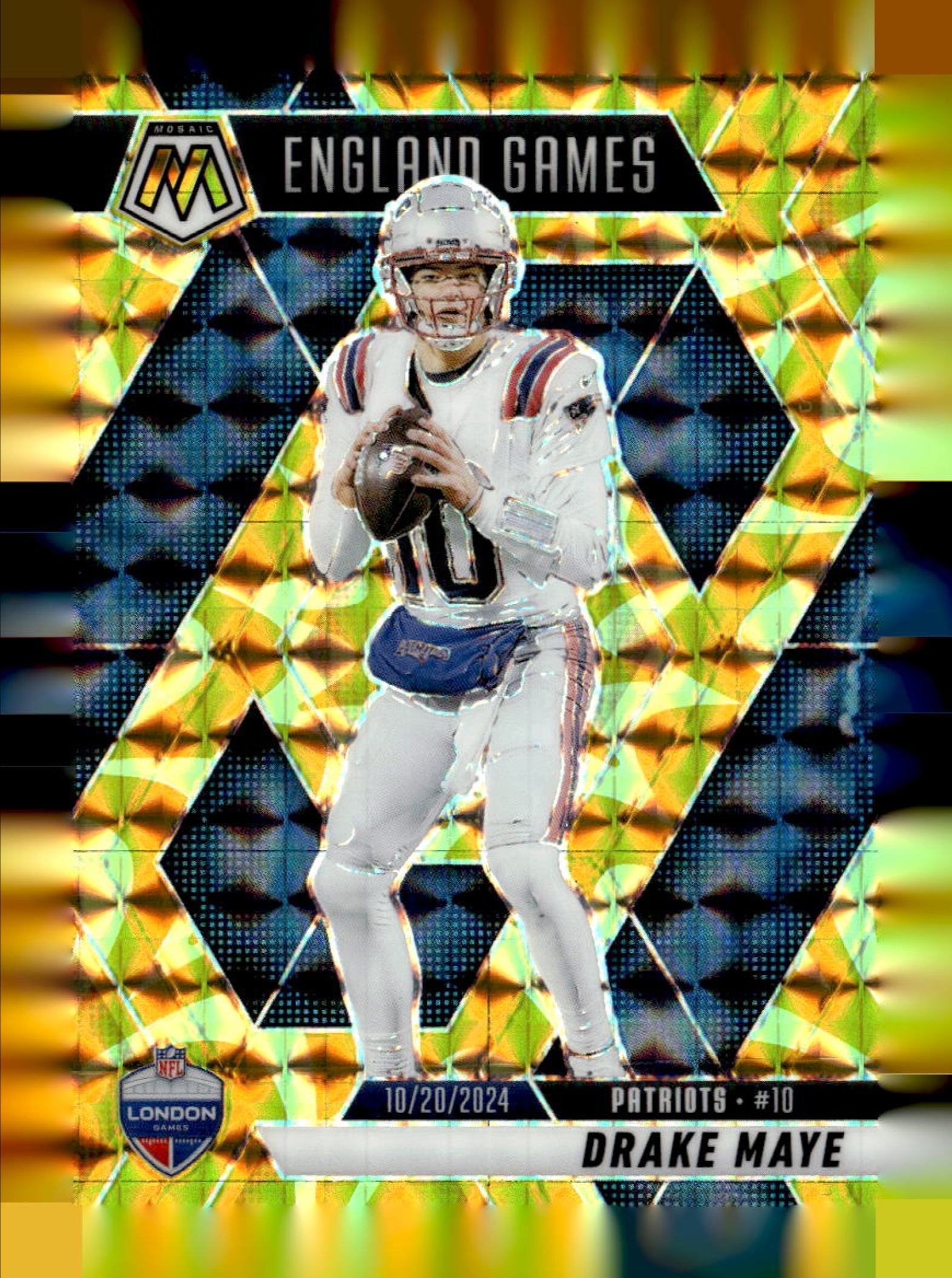 Drake Maye 2025 Mosaic #258 International Games - Reactive Yellow