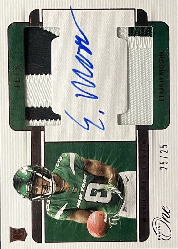 Elijah Moore 2021 One #44 Rookie Dual Patch Auto - Red (/25) RAW