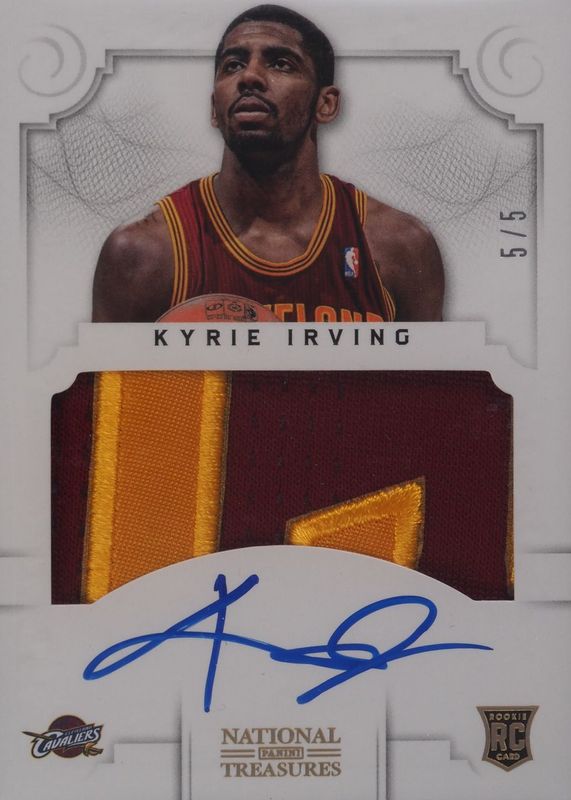 Kyrie Irving 2012 National Treasures #101 Rookie Patch Auto - Gold /5 PSA 10