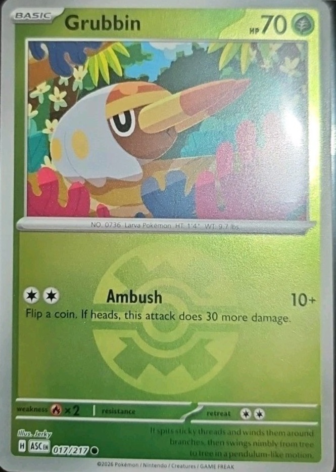 Grubbin 2026 Mega Evolution: Ascended Heroes #17/217 Quick Ball Reverse ...