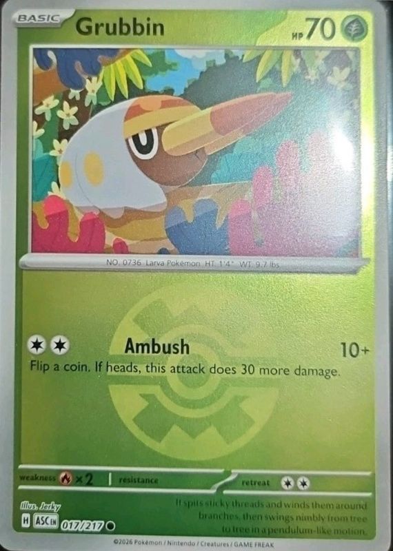 Grubbin 2026 Mega Evolution: Ascended Heroes #17/217 Quick Ball Reverse ...