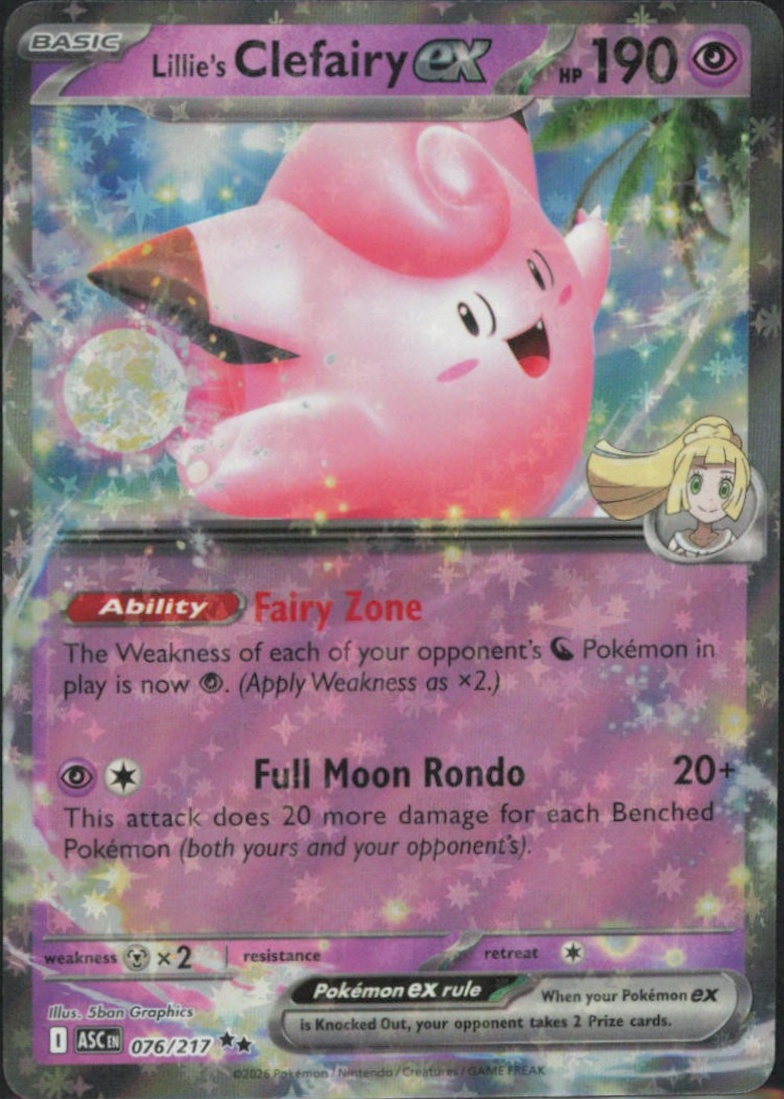 Lillie's Clefairy ex 2026 Mega Evolution: Ascended Heroes #76/217 Double  Rare Price Guide - Sports Card Investor