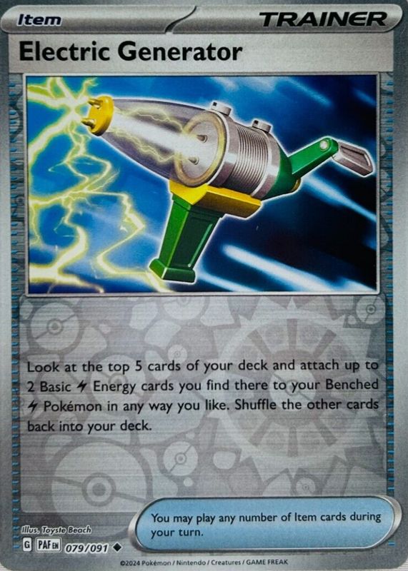 Electric Generator 2024 Scarlet & Violet: Paldean Fates #079/091 Reverse Holo RAW TCG (LIGHTLY PLAYED)