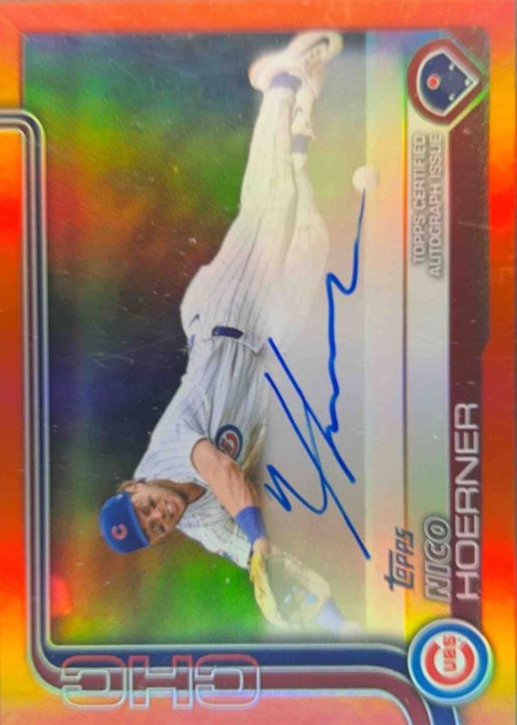 Nico Hoerner 2025 Topps #38 Flagship Real One Autographs - Orange Foil /25 RAW