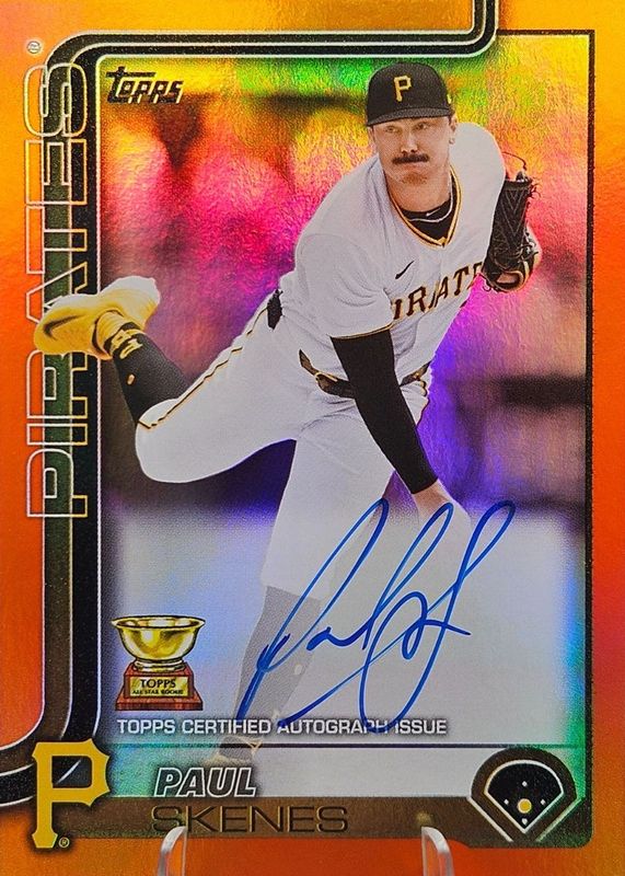 Paul Skenes 2025 Topps #98 Flagship Real One Autographs - Orange Foil /25 RAW