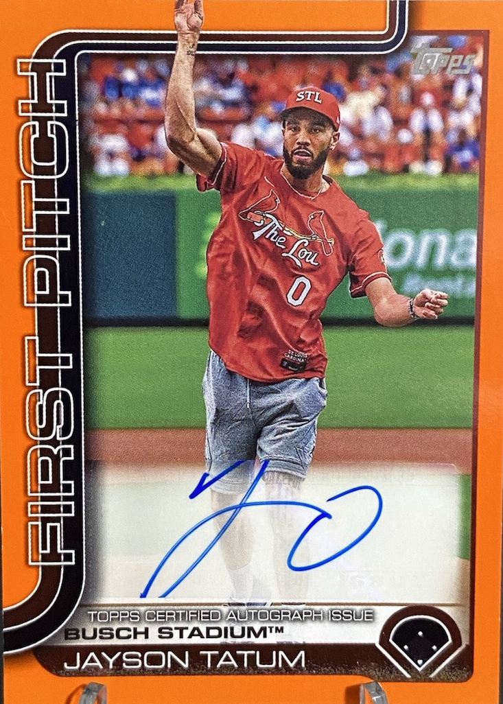 Jayson Tatum 2025 Topps #FPA-JT First Pitch Autographs - Orange